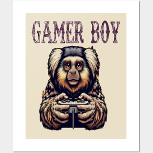 Busy marmoset monkey playing video game Posters and Art